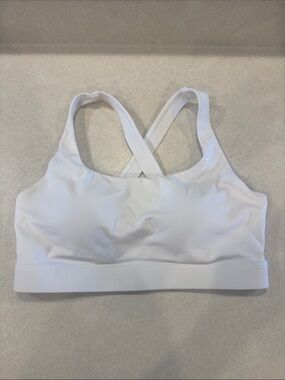 Women's White Cross-Back Sports Bra — Light Support